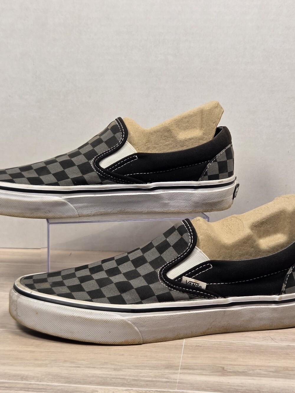Vans Classic Slip-On Black Pewter Checkerboard Skate Shoes Men's 7.5 Women's 9